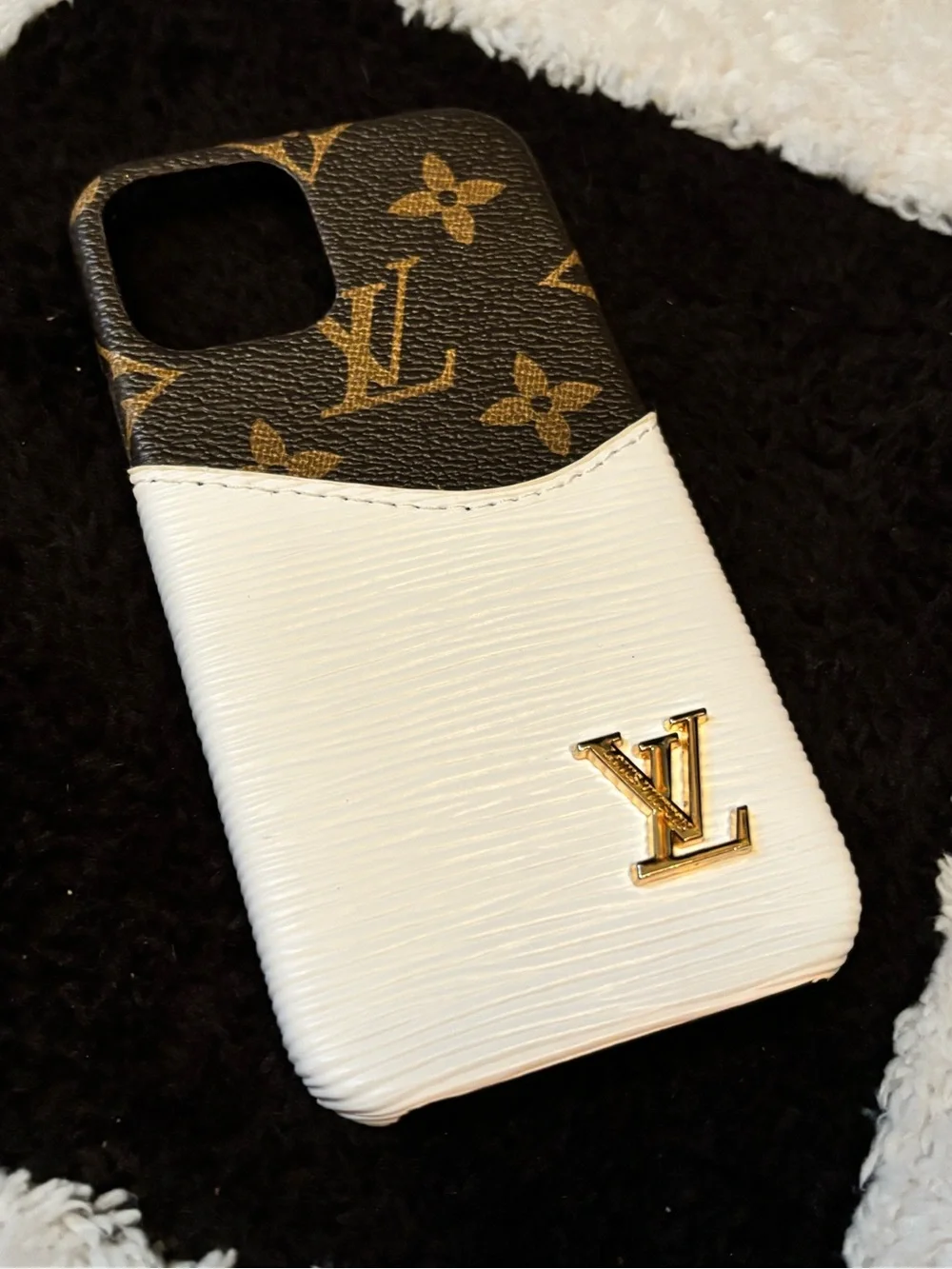 White & Brown Monogram iPhone Case